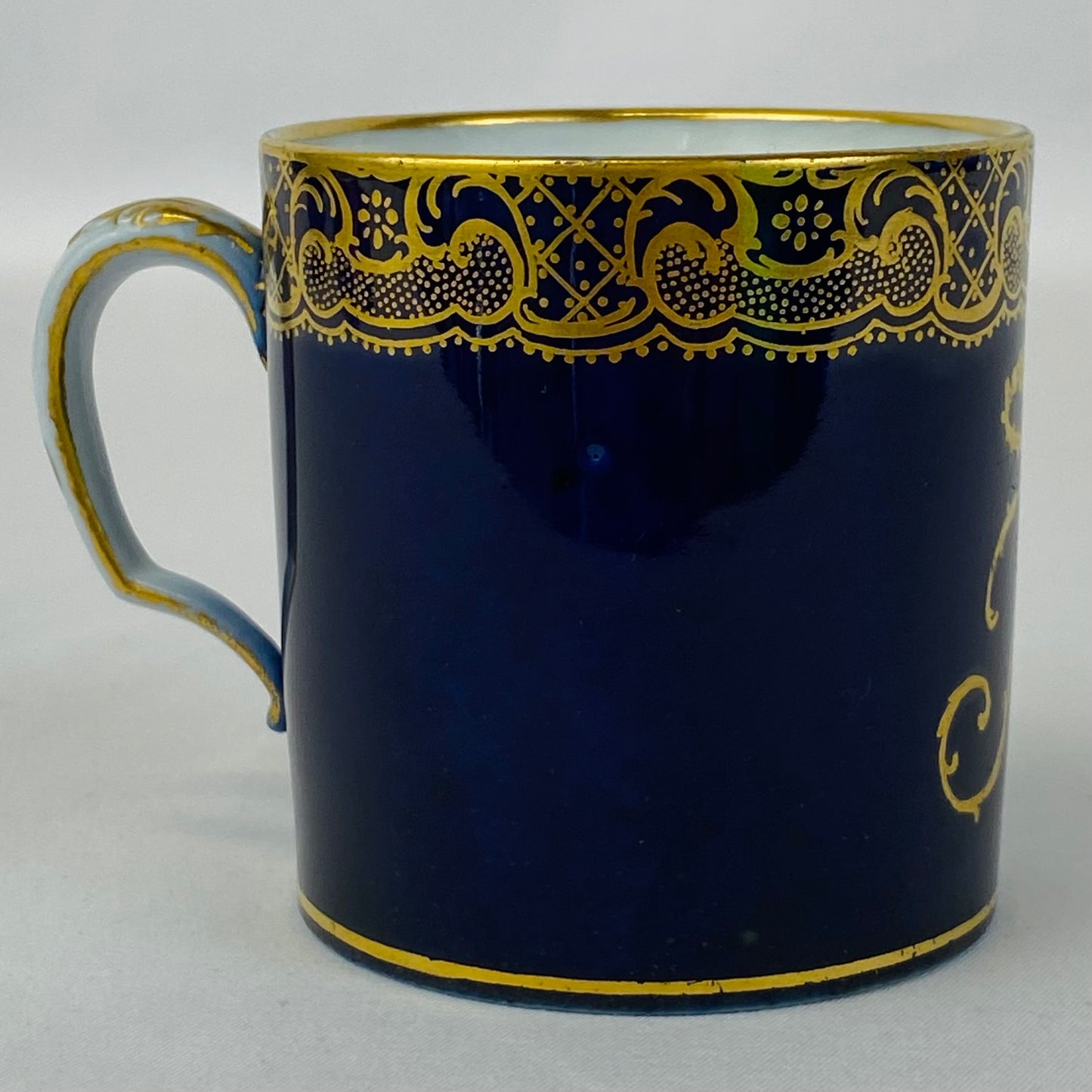 Sevres Coffee Cup Antique Porcelain Gold Gilt Imperial / Royal Initial P & Crown 19thc