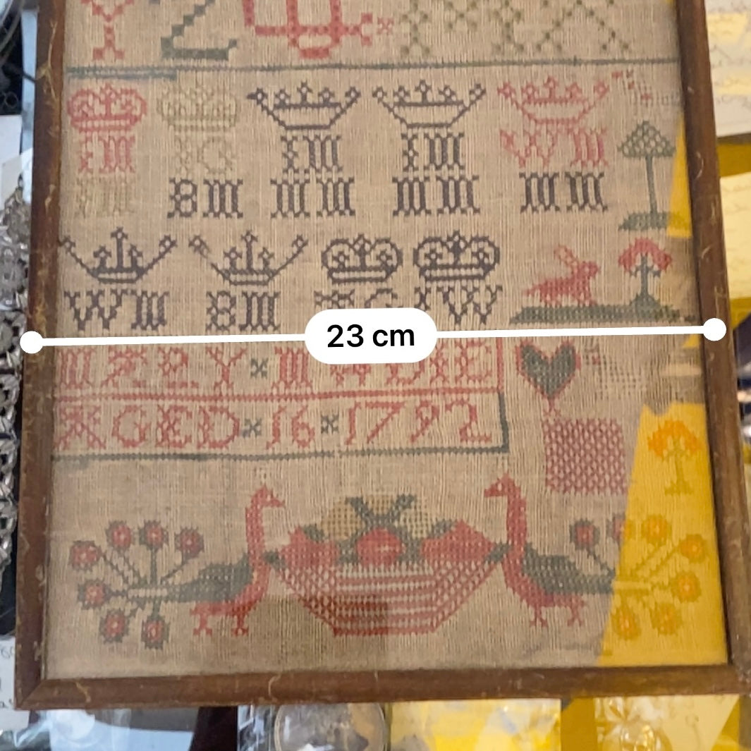Antique Alphabet & Motif Needlework Sampler Dated 1792 Georgian Folk Art