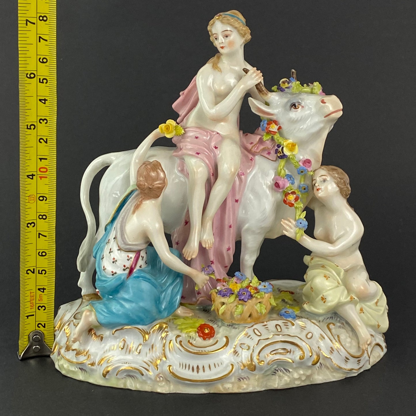 Carl Thieme Europa & The Bull Antique Porcelain Figurine Group 19thc