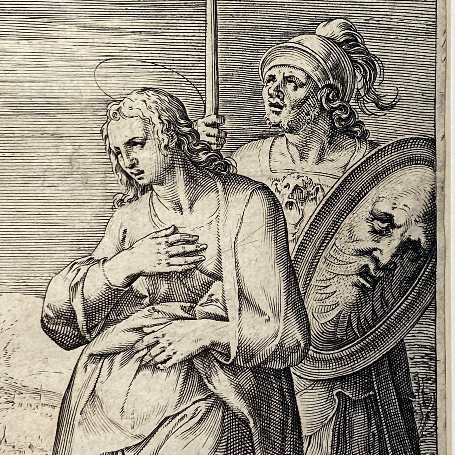 Antique Renaissance Crucifixion Engraving c.1568 by Clovio, Cort, Lafreri Print