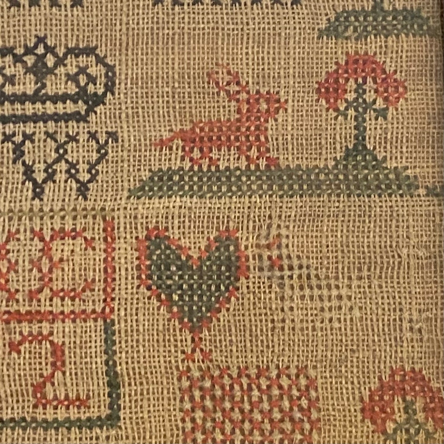 Antique Alphabet & Motif Needlework Sampler Dated 1792 Georgian Folk Art