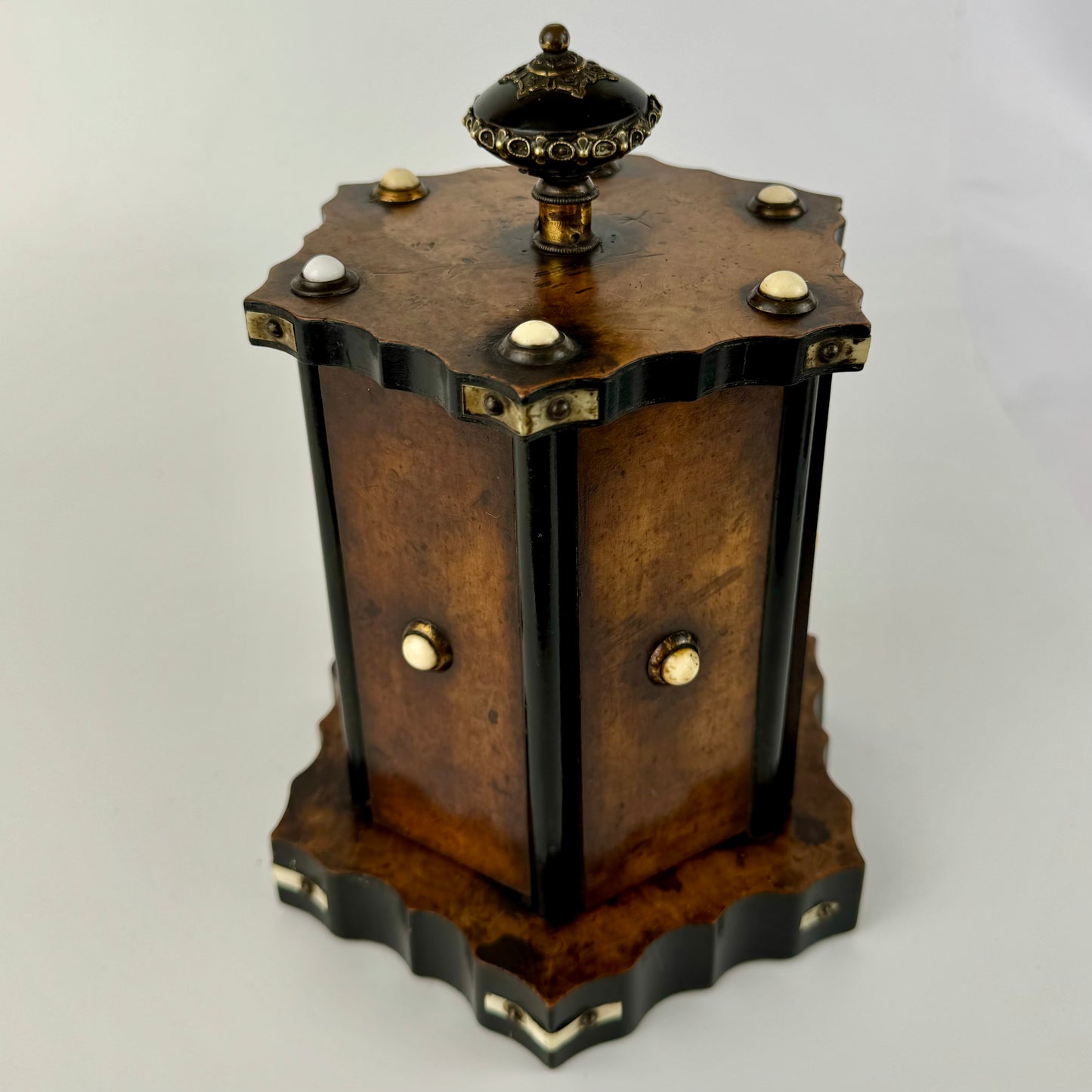 Antique French 19thc Cigar Wooden Store Box Carousel Humidor Cabinet