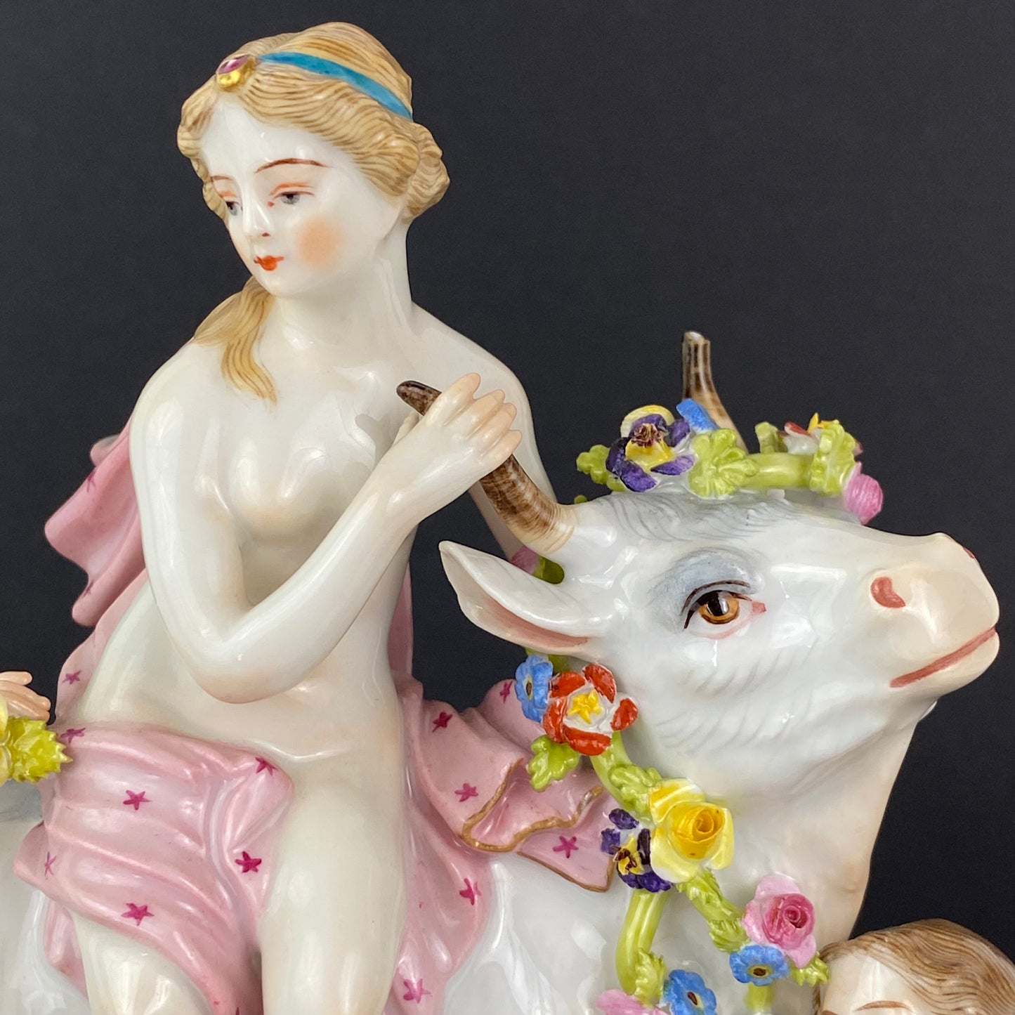 Carl Thieme Europa & The Bull Antique Porcelain Figurine Group 19thc
