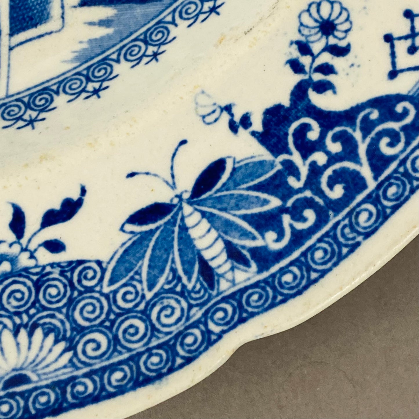 Spode Antique 2 Plates Stone China Grasshopper Pattern c1815 VGC