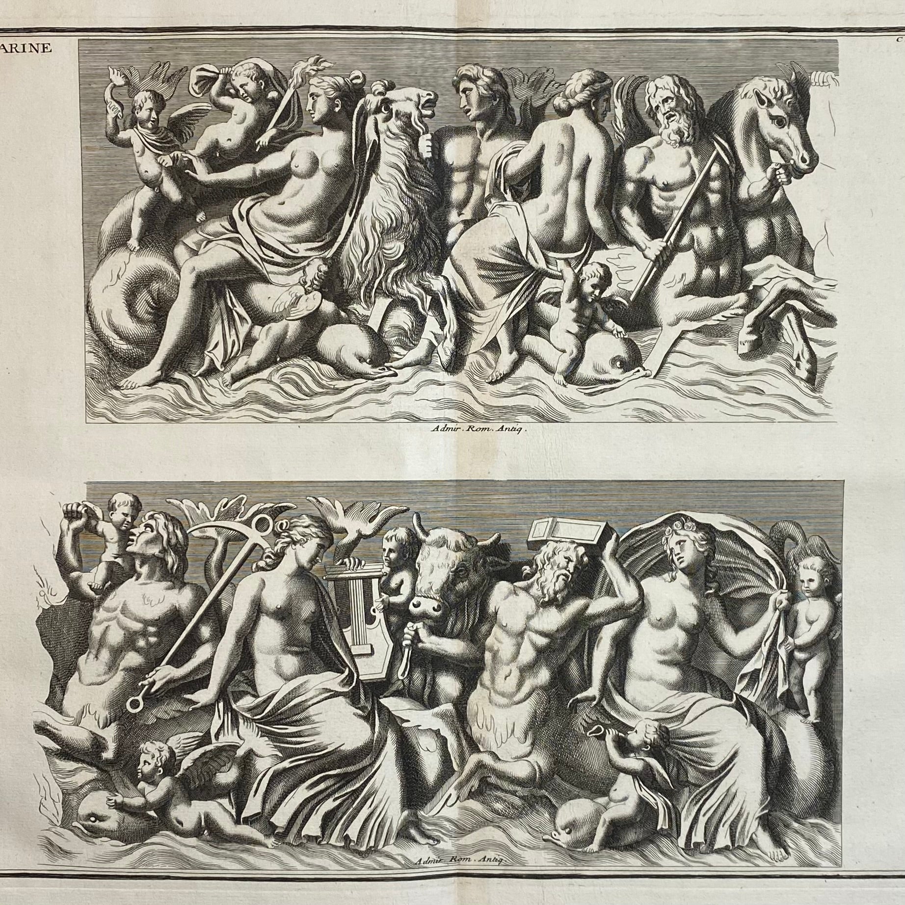 Antique Venus Marina Engraving c1719 Bernard de Montfaucon classical mythology print
