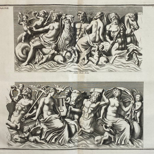 Antique Venus Marina Engraving c1719 Bernard de Montfaucon classical mythology print