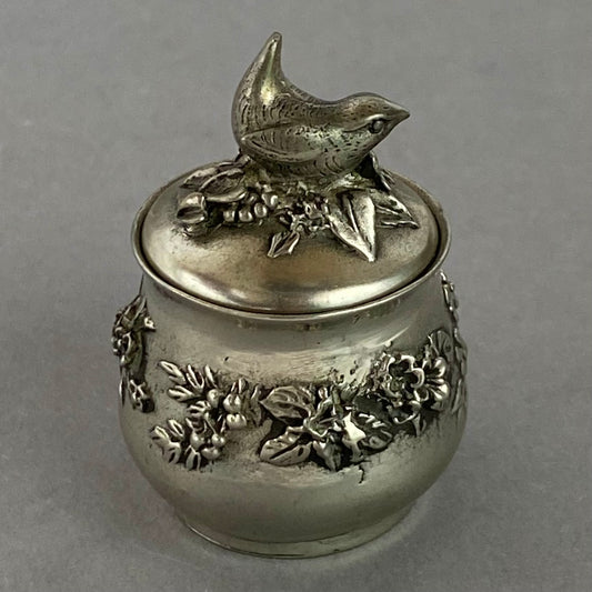 Hantel Pewter Robin Bird Trinket Pot pewter Metal Miniature Box Vintage 1976