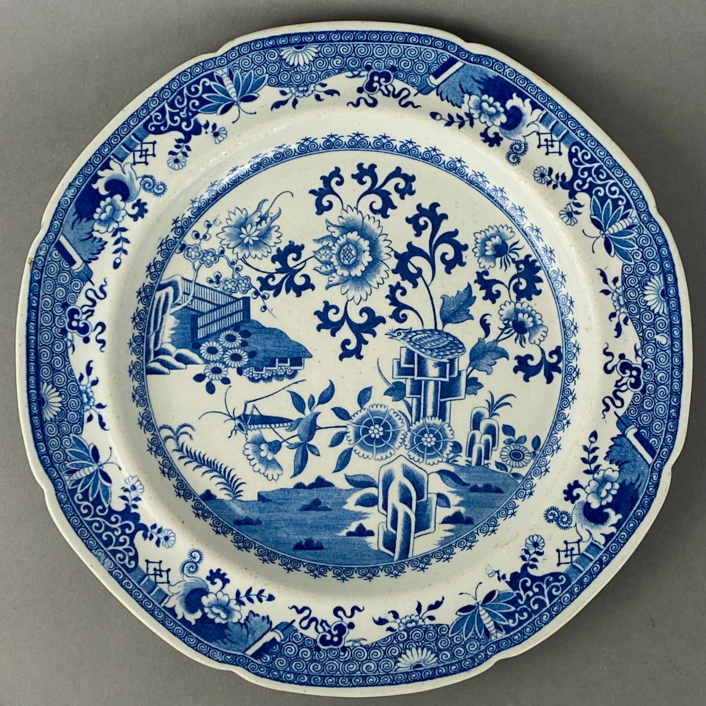 Spode Antique 2 Plates Stone China Grasshopper Pattern c1815 VGC