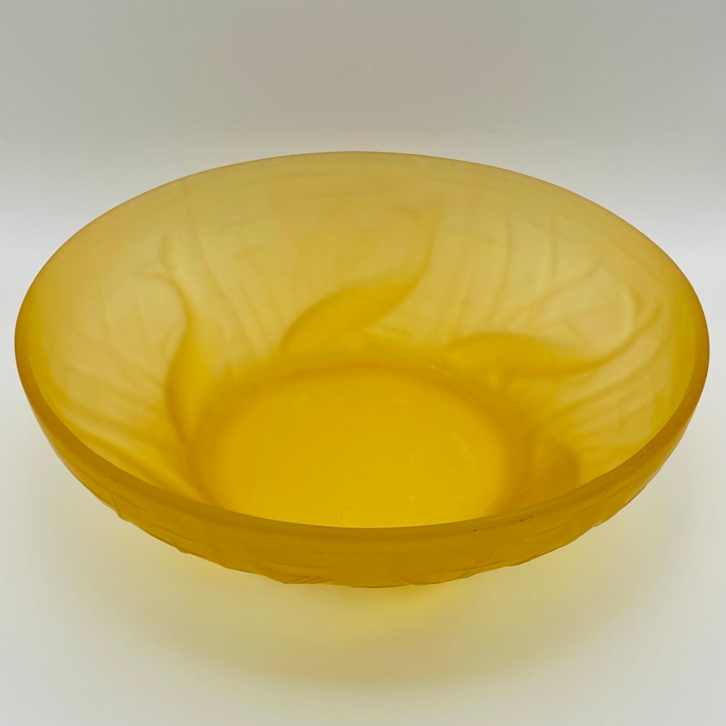 1930s Antique Art Deco by Rosice Czech Amber Glass Bowl Leaping Fish