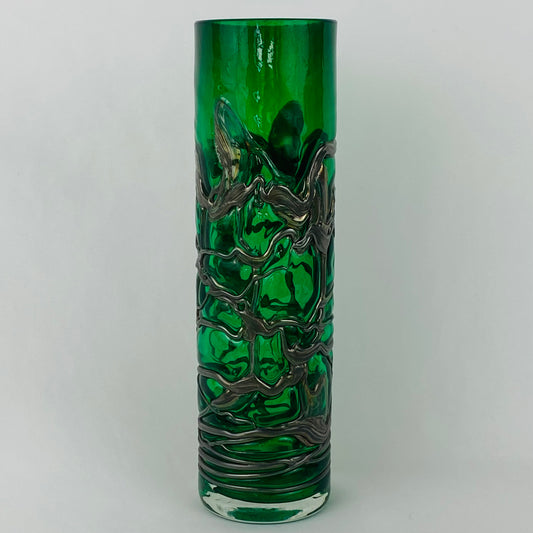 Vase Frantisek Urban Czech Green Glass Orinoko Pattern Barovier & Toso