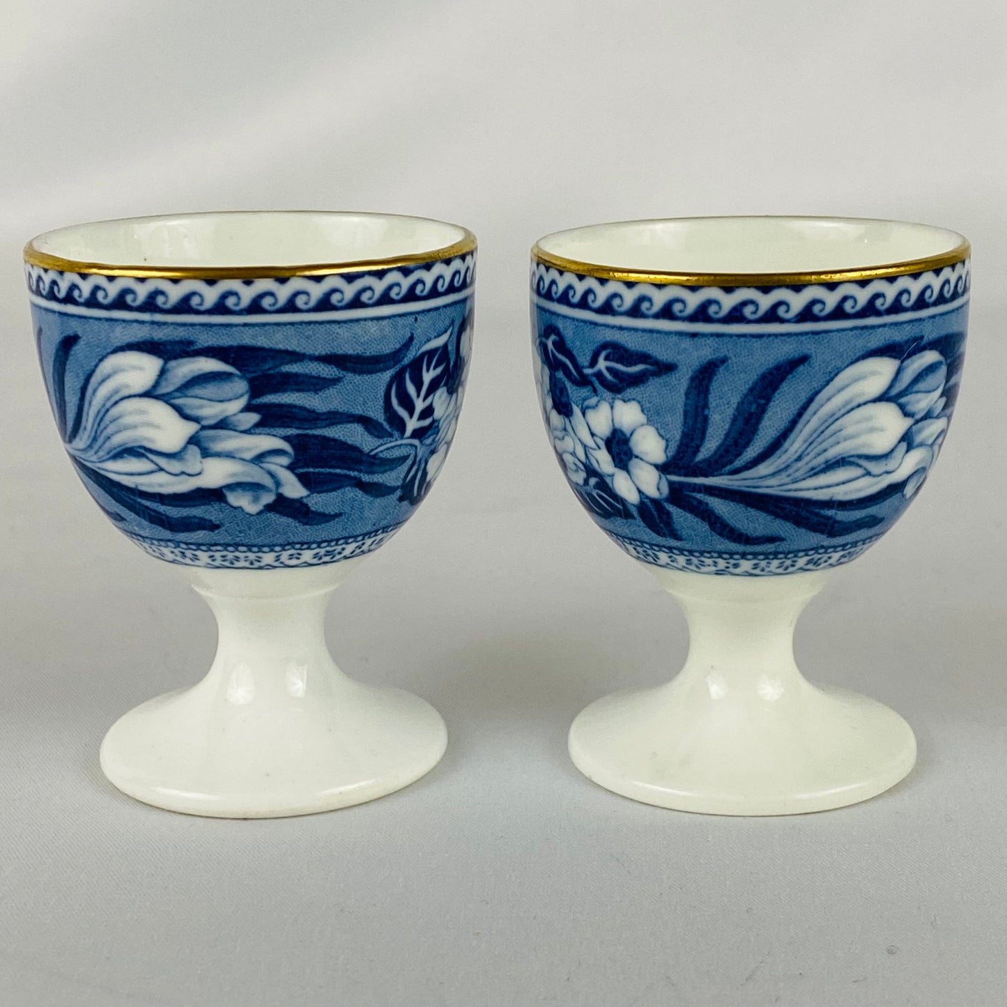 Pair of Wedgwood Antique Egg Cups Fallow Deer Gold Gilt c1908