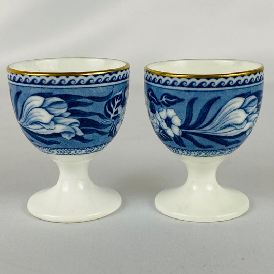 Pair of Wedgwood Antique Egg Cups Fallow Deer Gold Gilt c1908