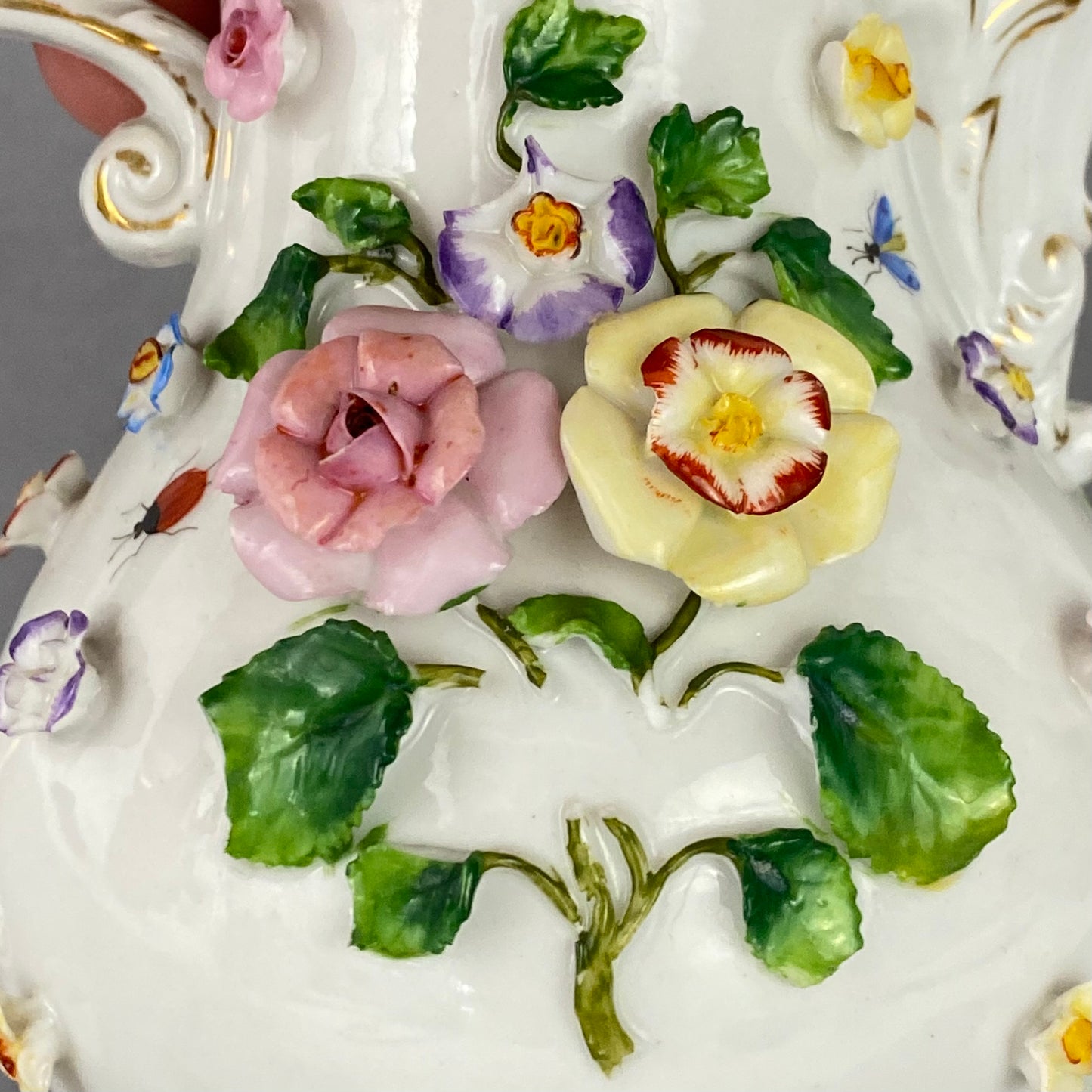 Antique Tea / Coffee Pot Set Meissen style Ernst Bohne Söhne Porcelain c1878+