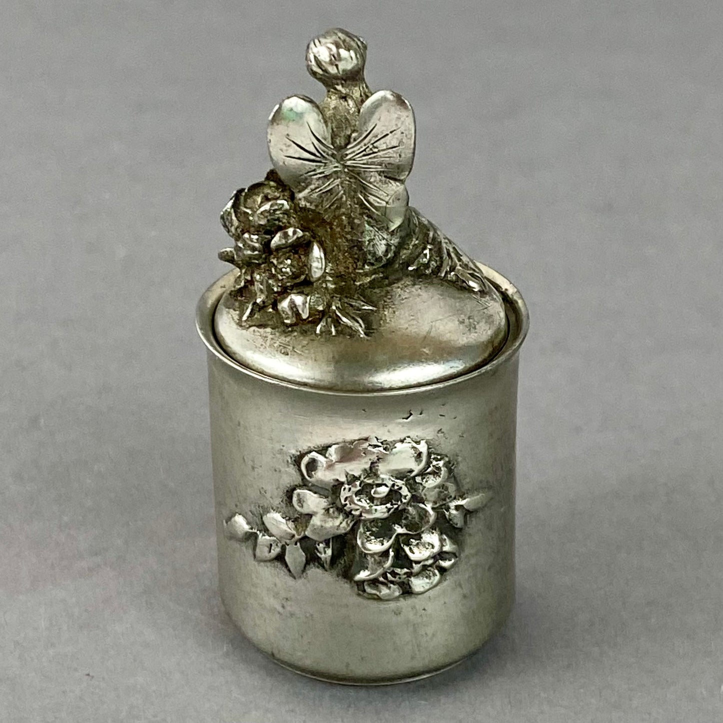Fairy Pewter Storage Box Pot Hantel by Francis Moore Victorian Style c1976 VTG