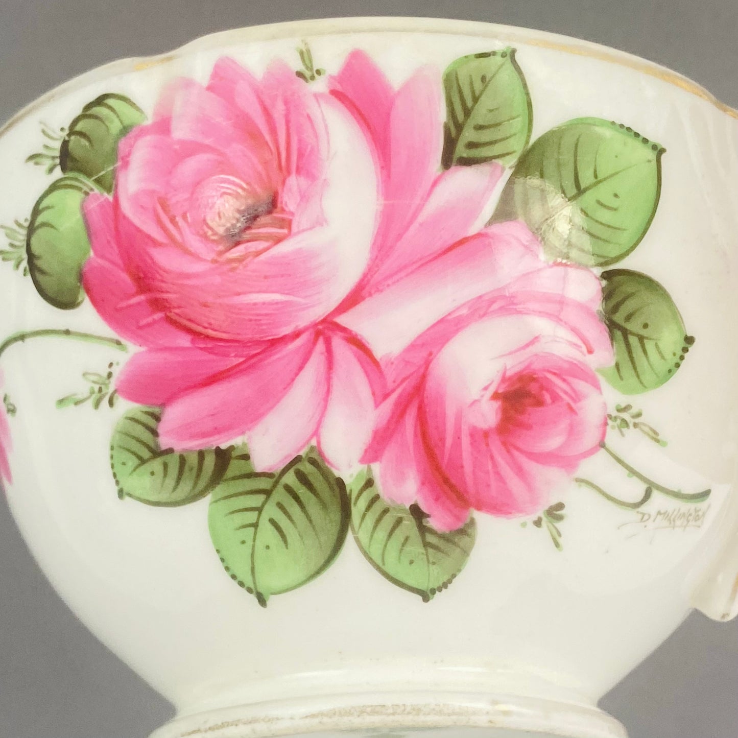 Antique Hammersley Breakfast Cup & Saucer Artist D Millington Pink Rose #13677