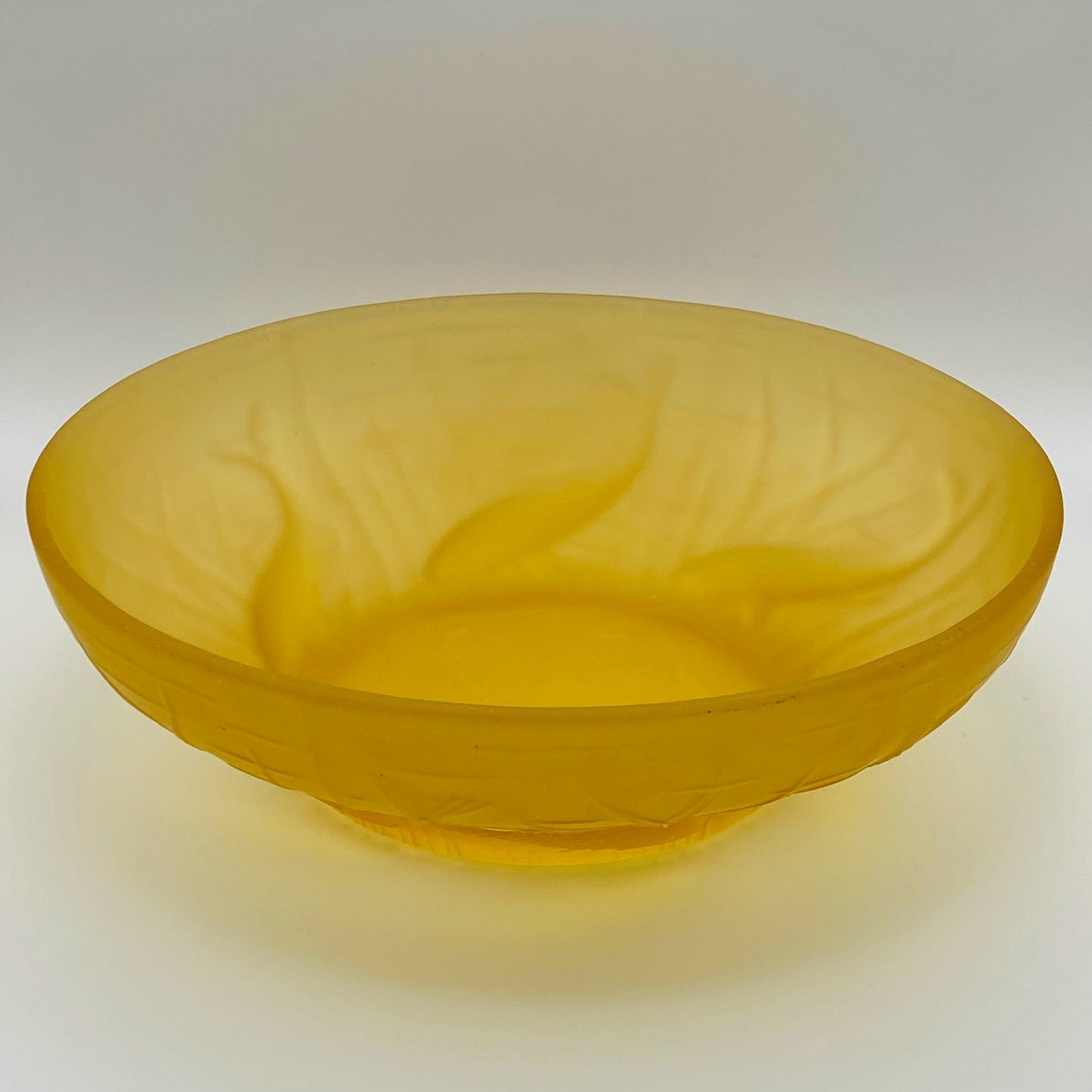 1930s Antique Art Deco by Rosice Czech Amber Glass Bowl Leaping Fish