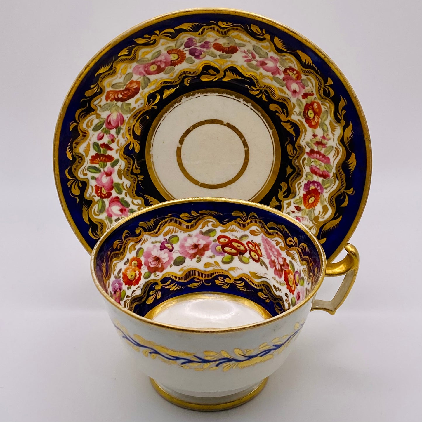 Coalport Cup & Saucer Antique English Porcelain C1815 Pattern #500