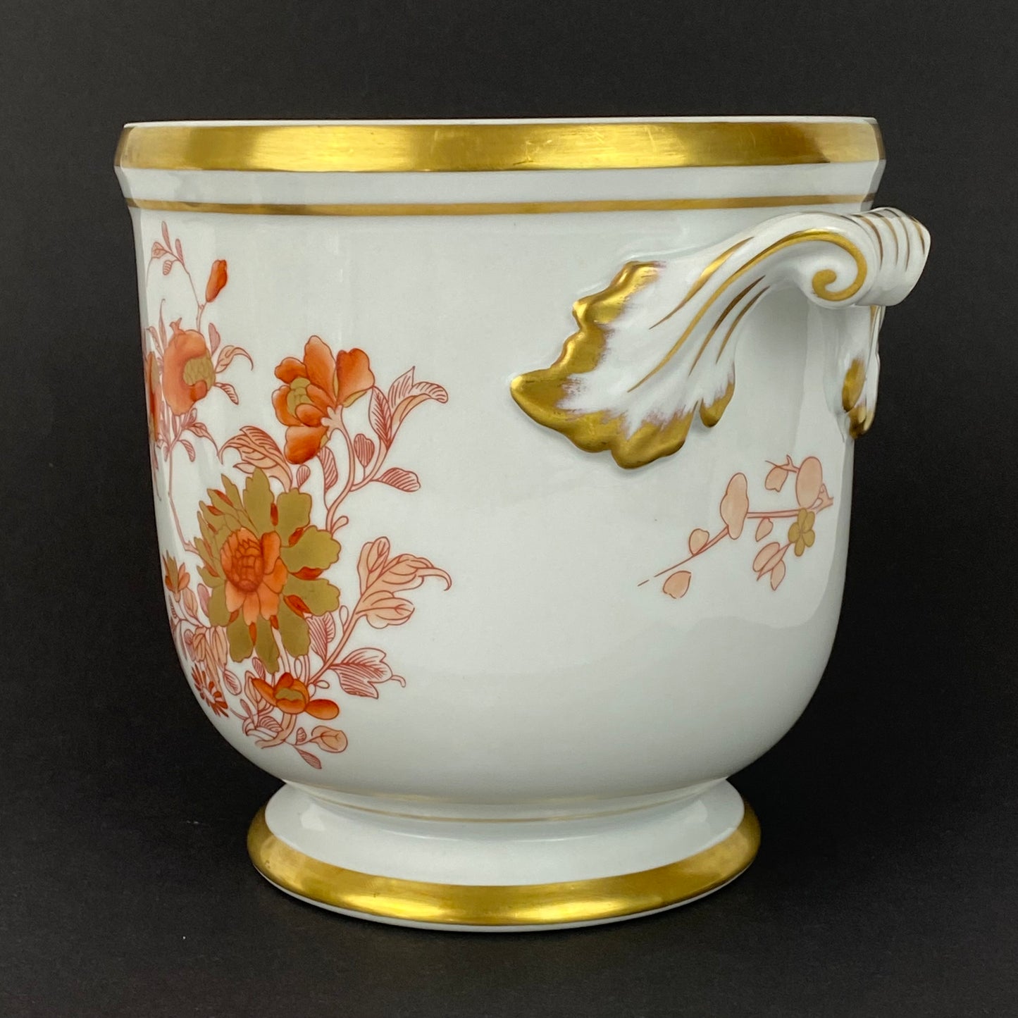 Vista Alegre Pratochin Planter 20thc Vintage Porcelain Cache Gilt Plant Pot