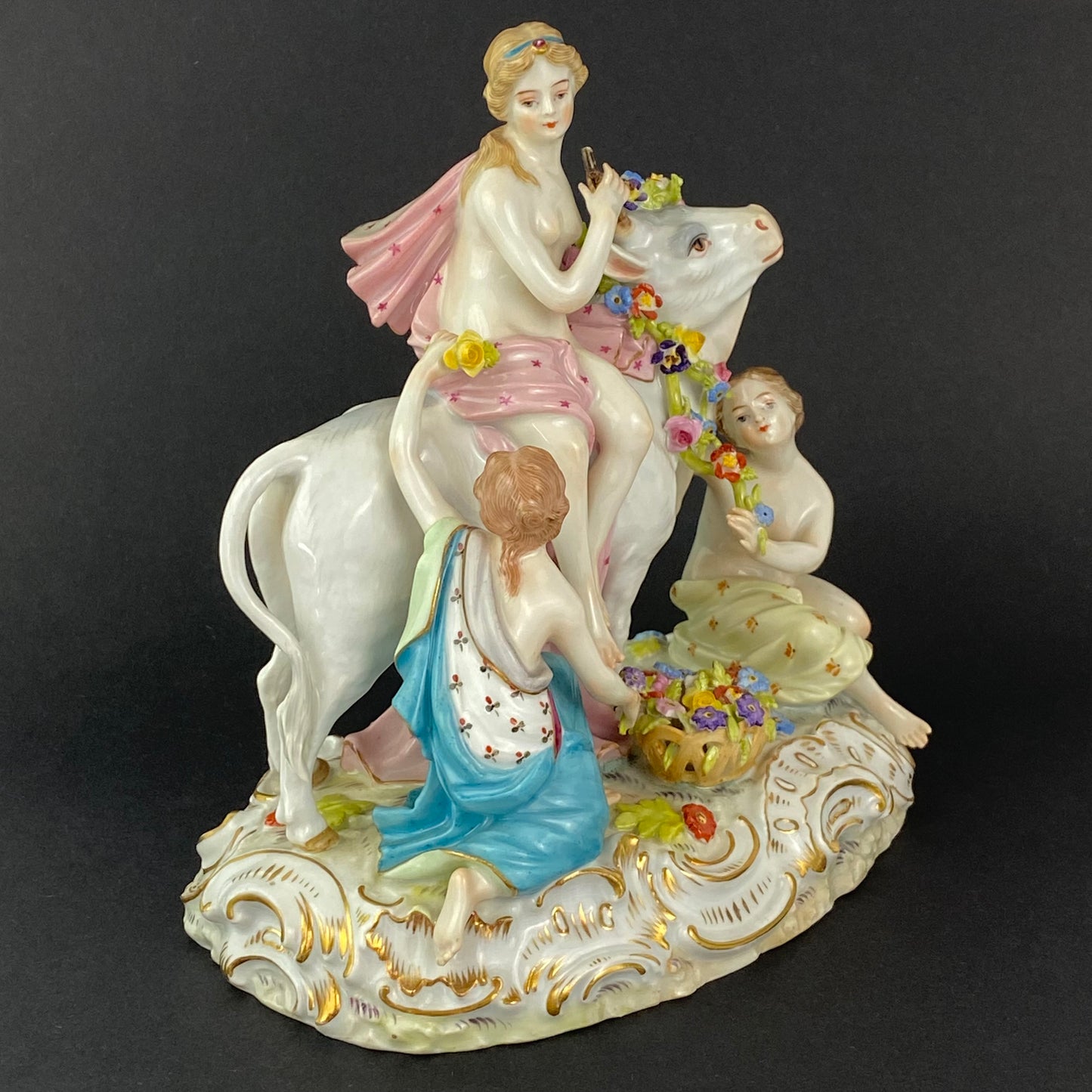Carl Thieme Europa & The Bull Antique Porcelain Figurine Group 19thc