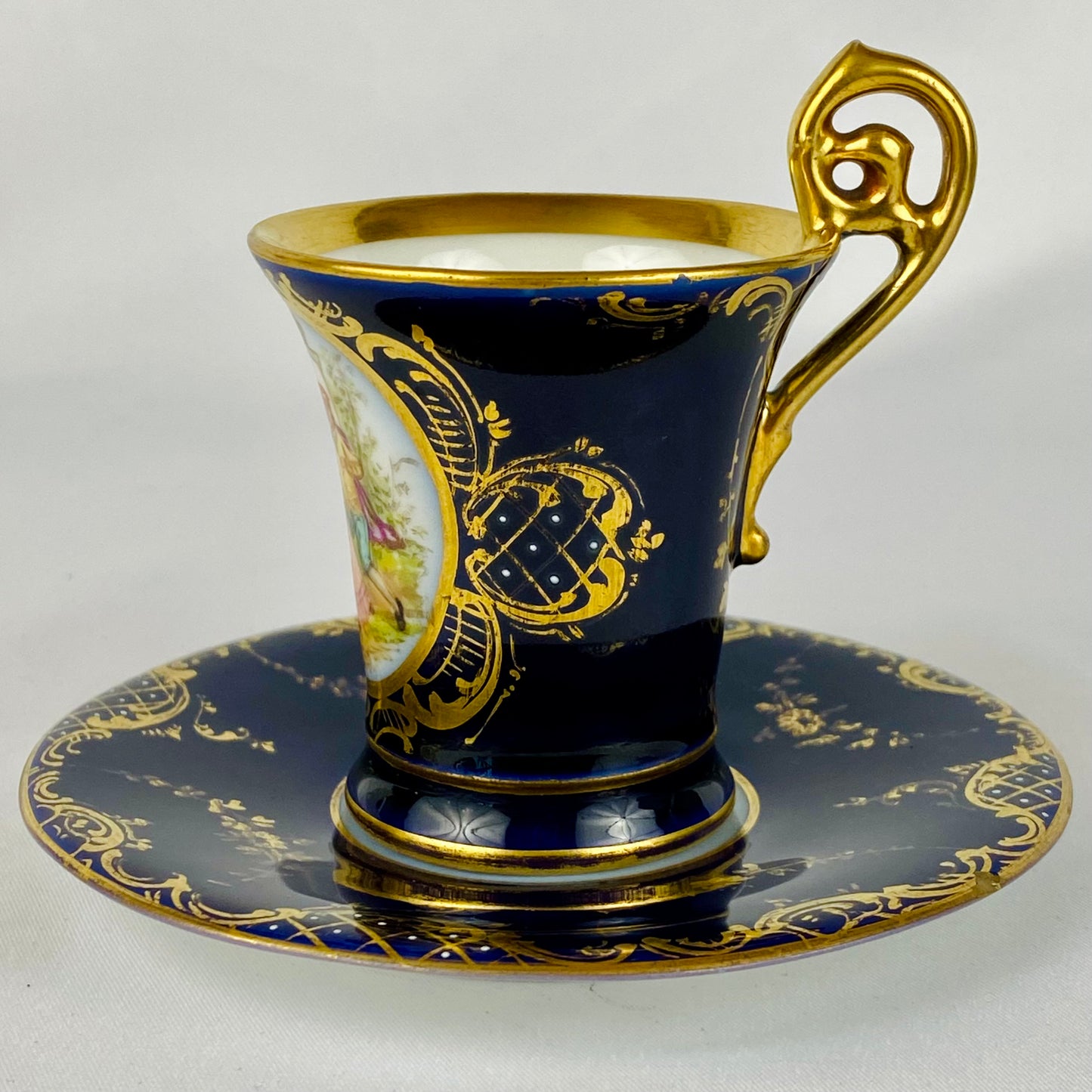 2 Antique c1890 Austrian Royal Vienna~ Demitasse Espresso Cup & Saucer Gold Gilt