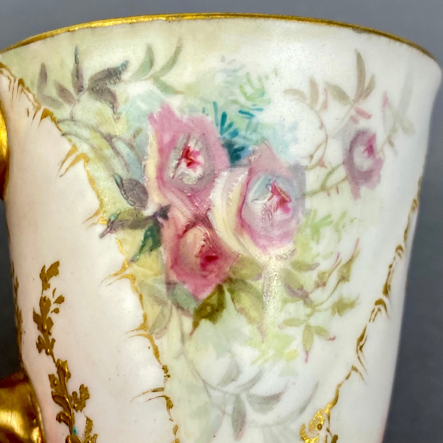 Doulton Burslem 19thc Coffee Cup Antique Demitasse Espresso Gold Gilt c1887
