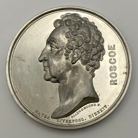 Medal commemorating William Roscoe by Allen and Moore 1853 Antique