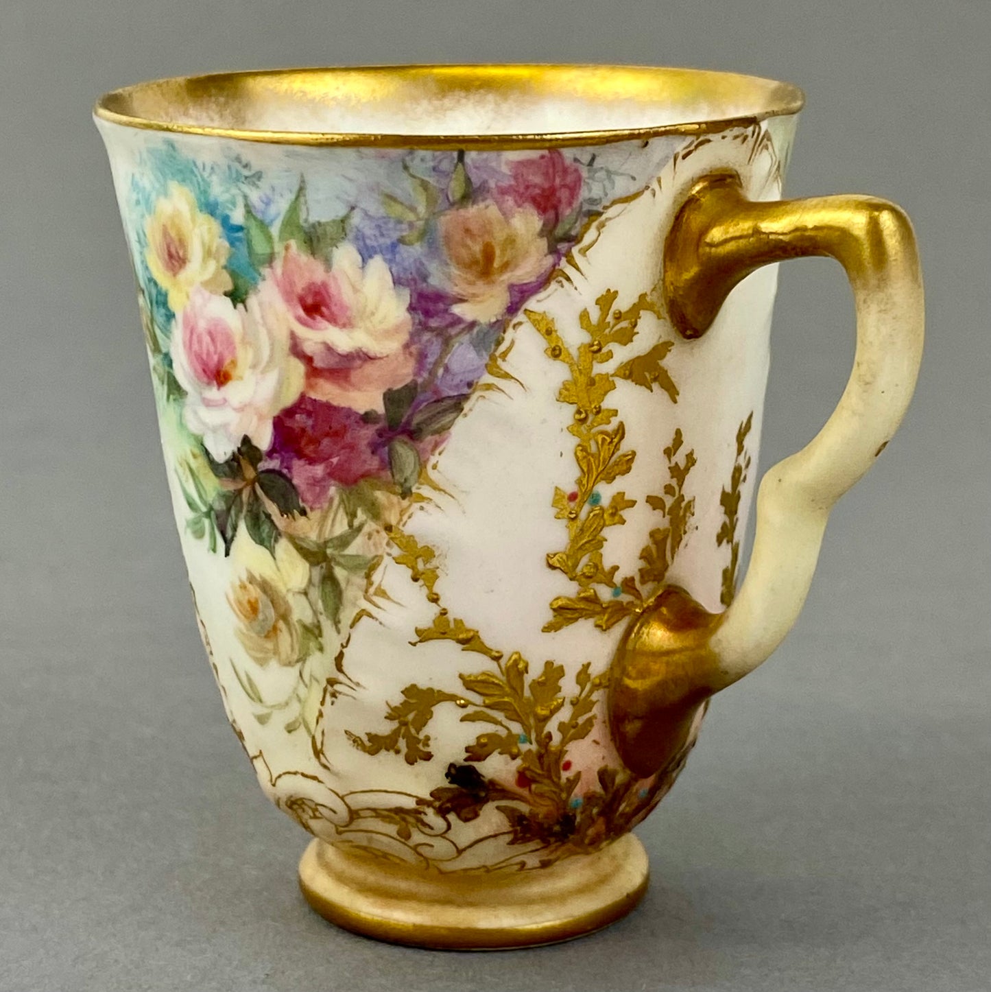 Doulton Burslem 19thc Coffee Cup Antique Demitasse Espresso Gold Gilt c1887