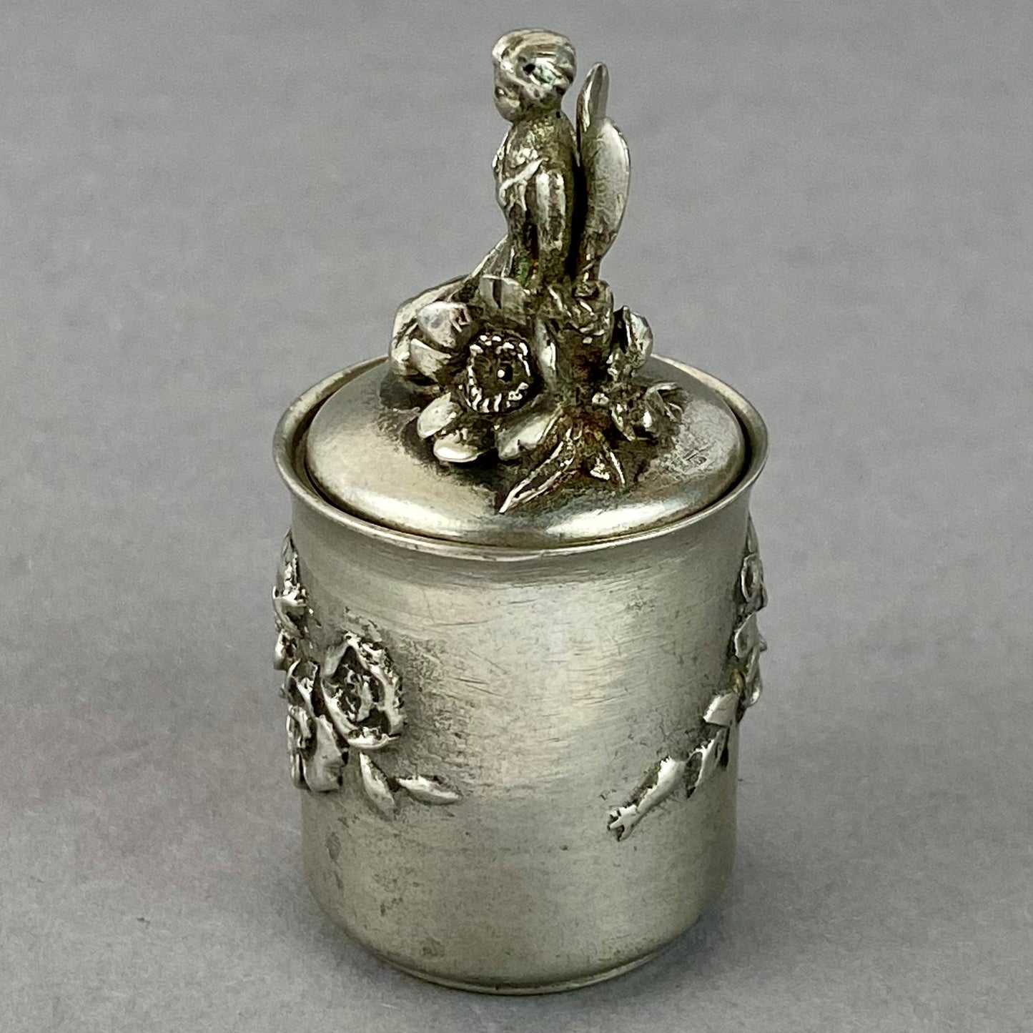 Fairy Pewter Storage Box Pot Hantel by Francis Moore Victorian Style c1976 VTG