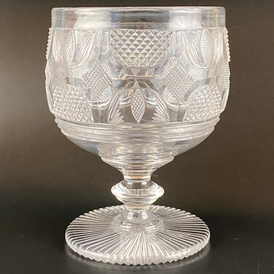 Regency Rummer Antique 19thc Anglo / Irish Glass Large Crystal Hand Cut Goblet 5"
