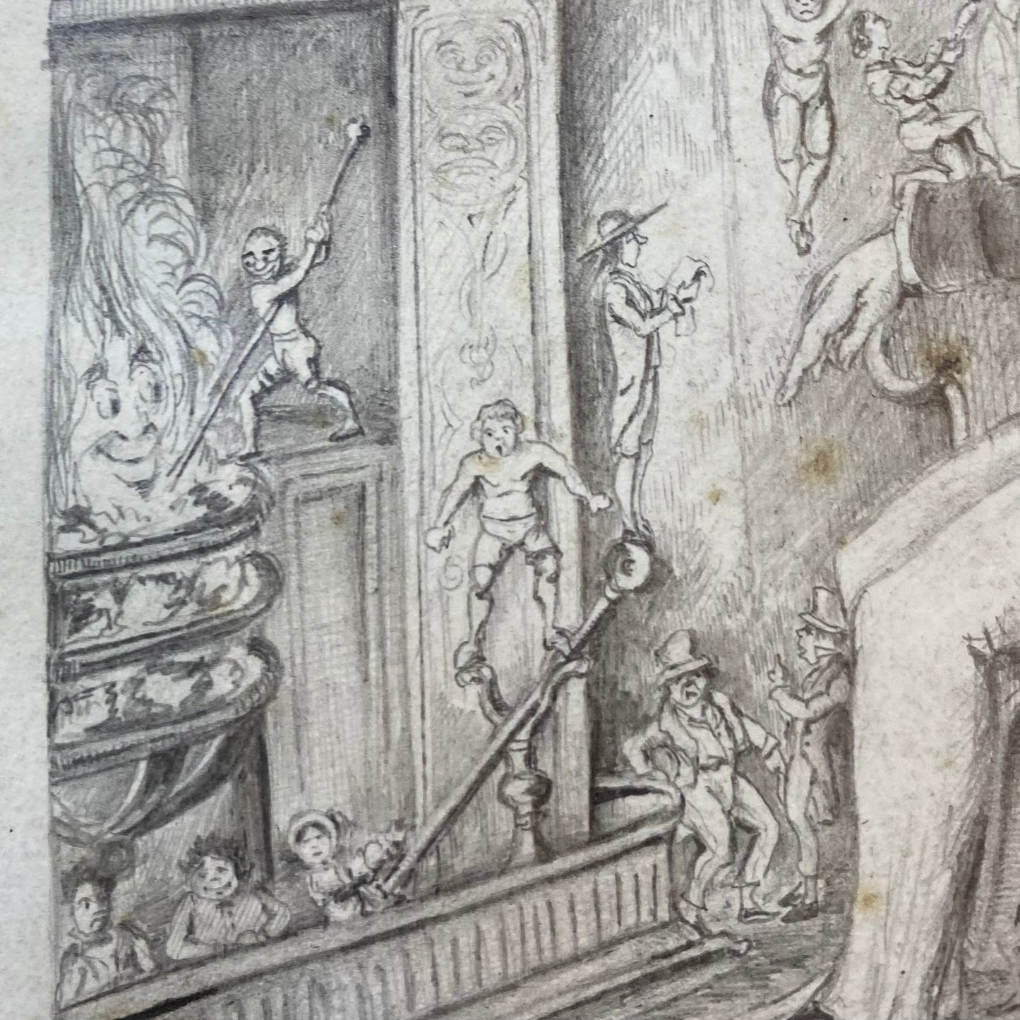 Antique Pencil Fine Drawing Christmas A Reverie 19thc Illustration by Hinksley 1857