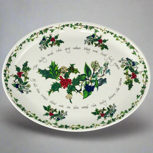 Portmeirion Large Turkey Platter Holly and Ivy Pattern 20" x 15" Vintage VGC