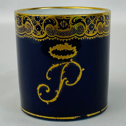 Sevres Coffee Cup Antique Porcelain Gold Gilt Imperial / Royal Initial P & Crown 19thc