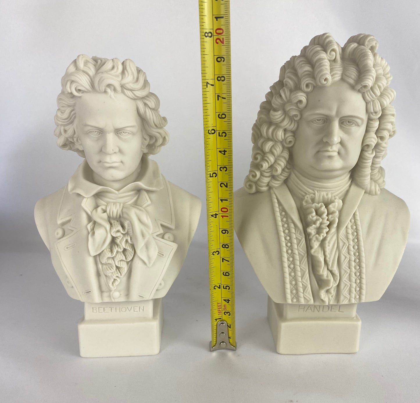 1885+ Pair Parian Antique Bust Composer Handel & Beethoven by Robinson & Leadbeater