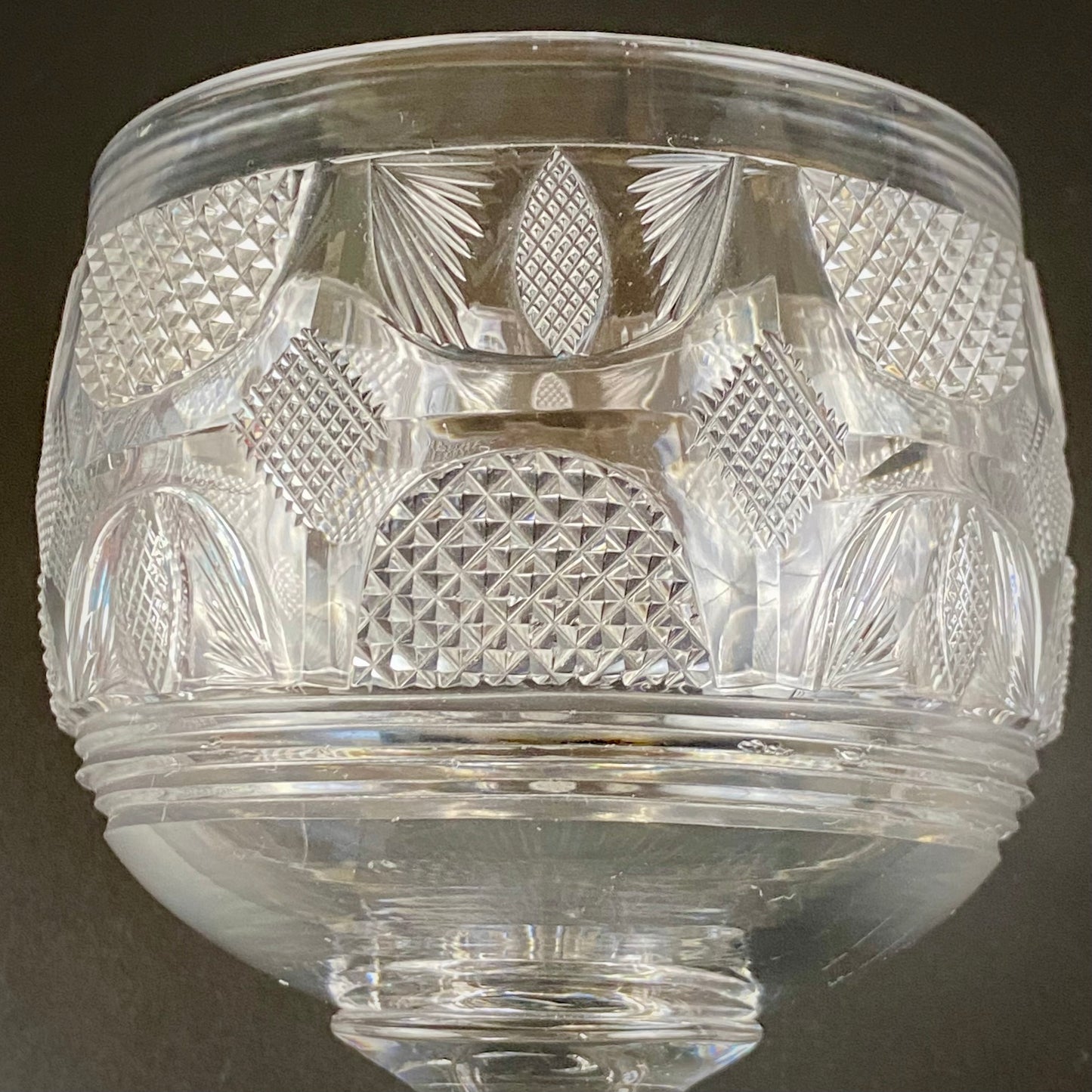 Regency Rummer Antique 19thc Anglo / Irish Glass Large Crystal Hand Cut Goblet 5"
