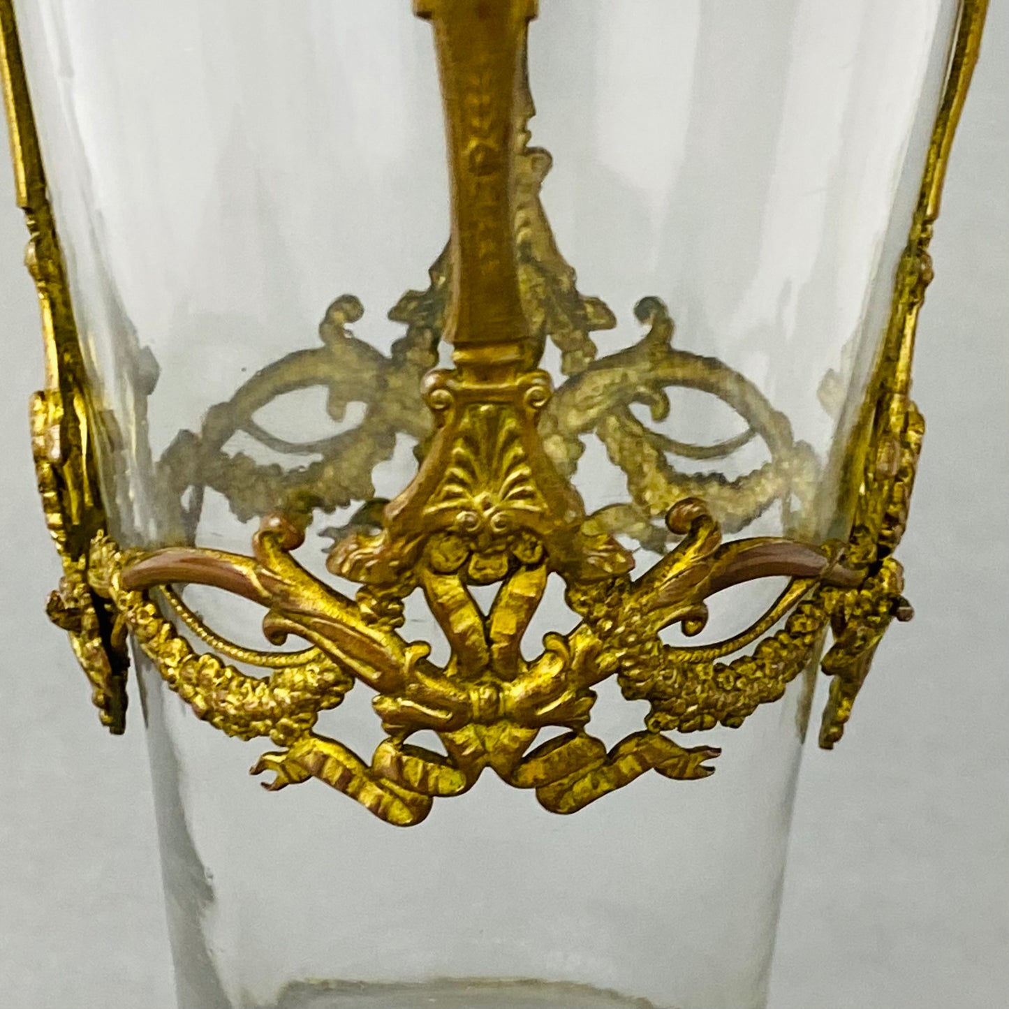 Antique 19thc French Baccarat Empire Glass Vase Neoclassical Ormolu Bronze