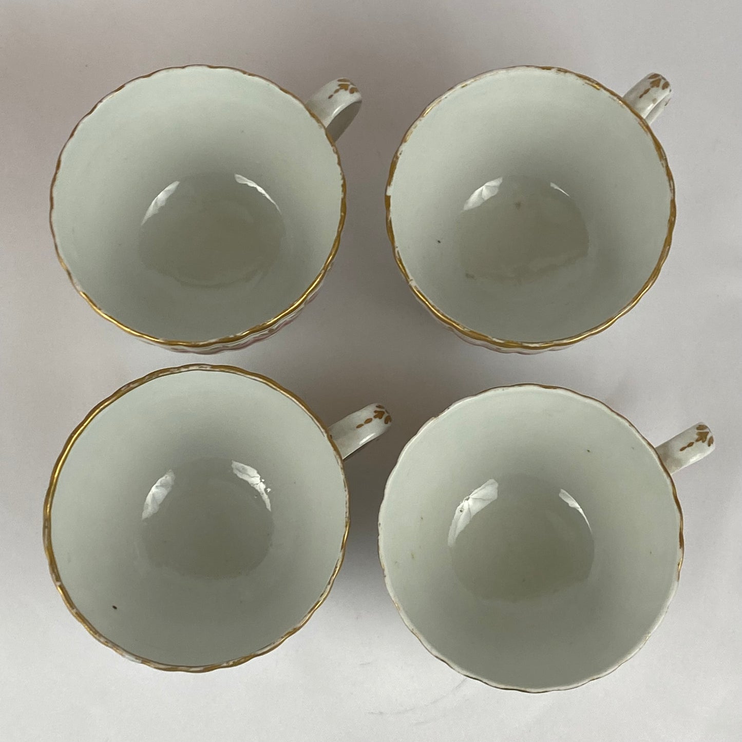 c1795 Coalport John Rose Fluted Tea Set Teapot, Teacup & Saucer, Sugar Bowl & Creamer