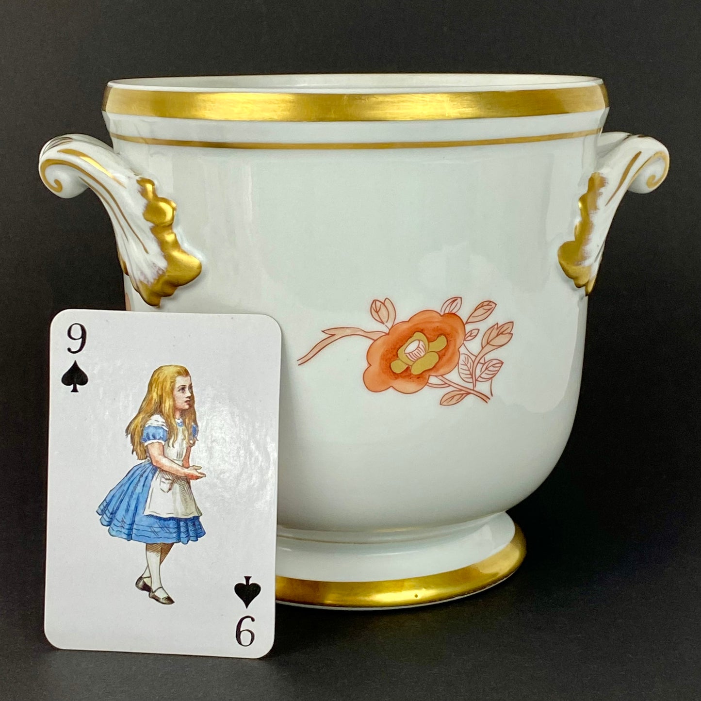 Vista Alegre Pratochin Planter 20thc Vintage Porcelain Cache Gilt Plant Pot