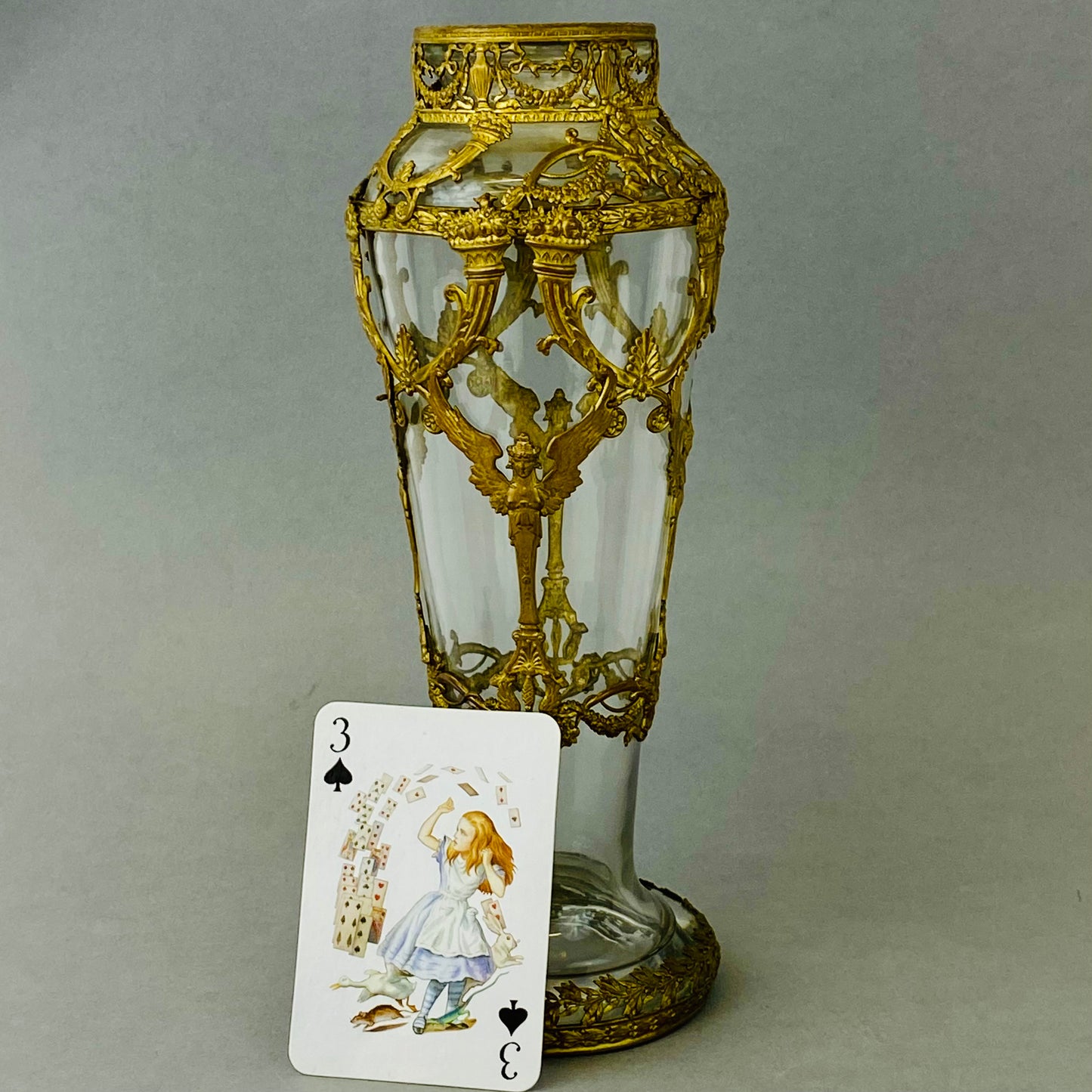 Antique 19thc French Baccarat Empire Glass Vase Neoclassical Ormolu Bronze