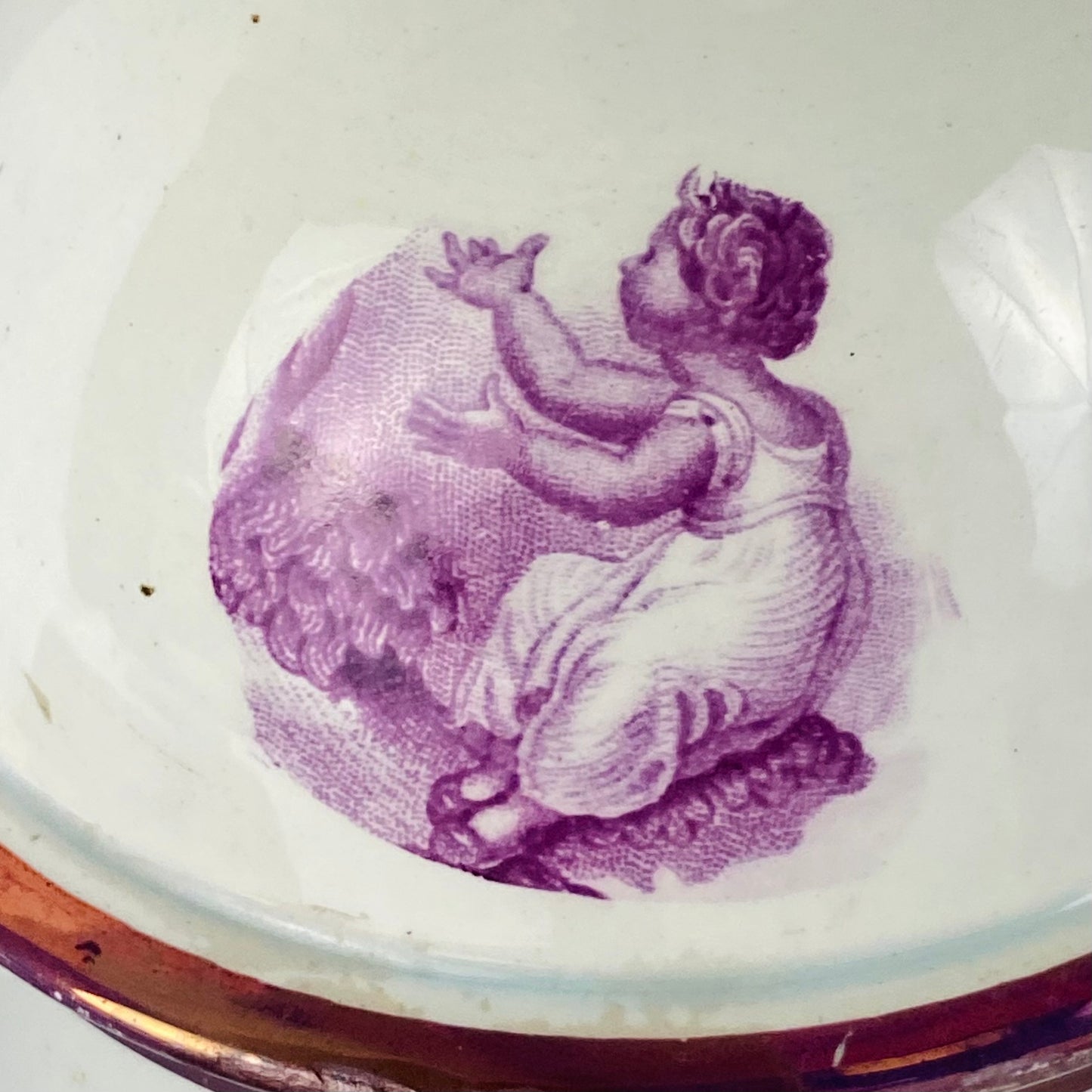 Antique Leeds Pearlware Pink Lustre Coffee Pot with Puce Transfer 18thc English