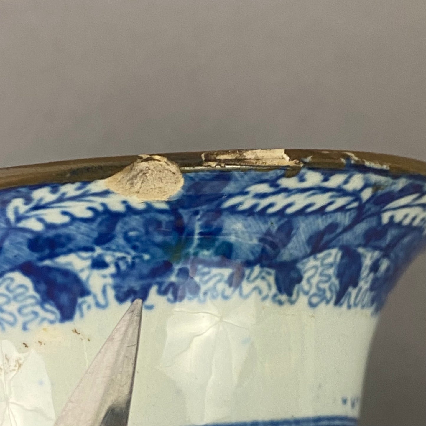 Spode 18thc Pearlware Pottery Vase Blue Transfer 11.5cm Antique c1780s English