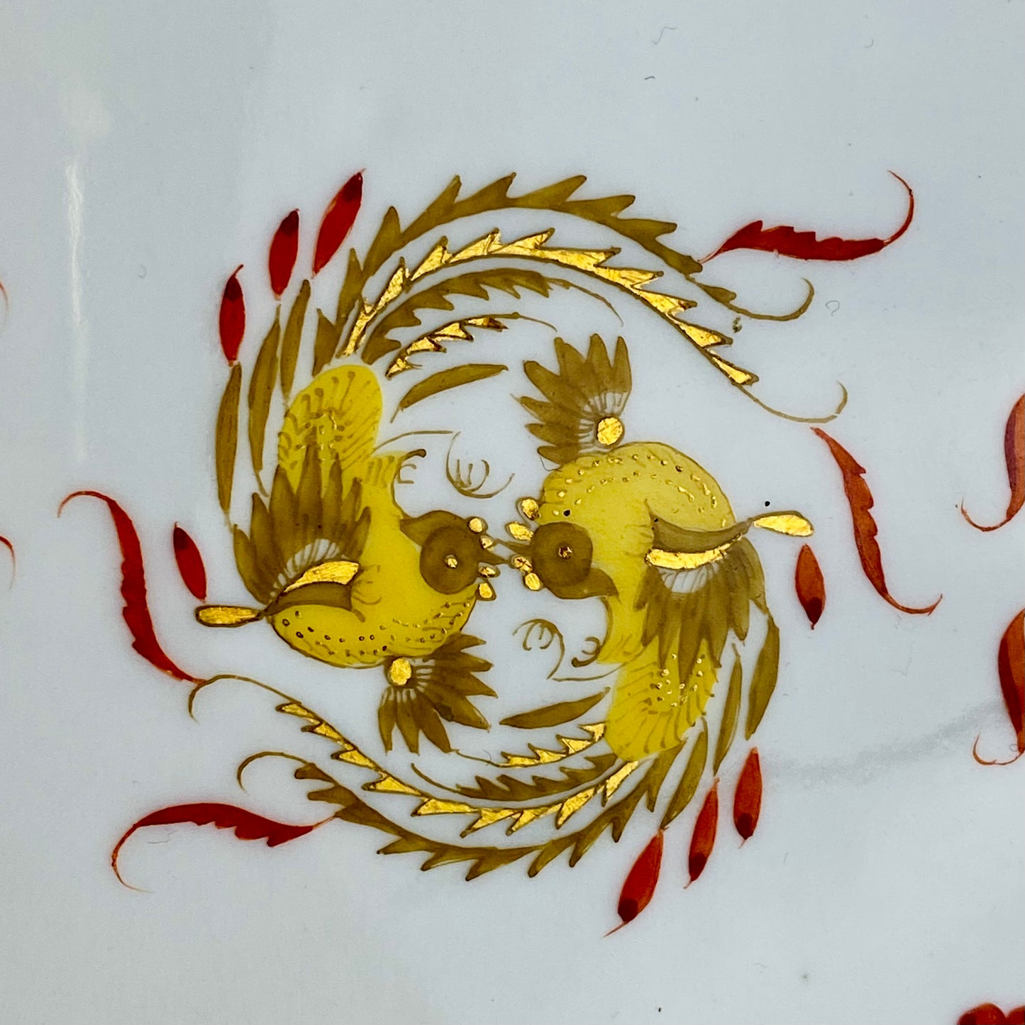 19thc Antique Meissen Rich Court Dragon Porcelain Cheese / Bread Board Tray