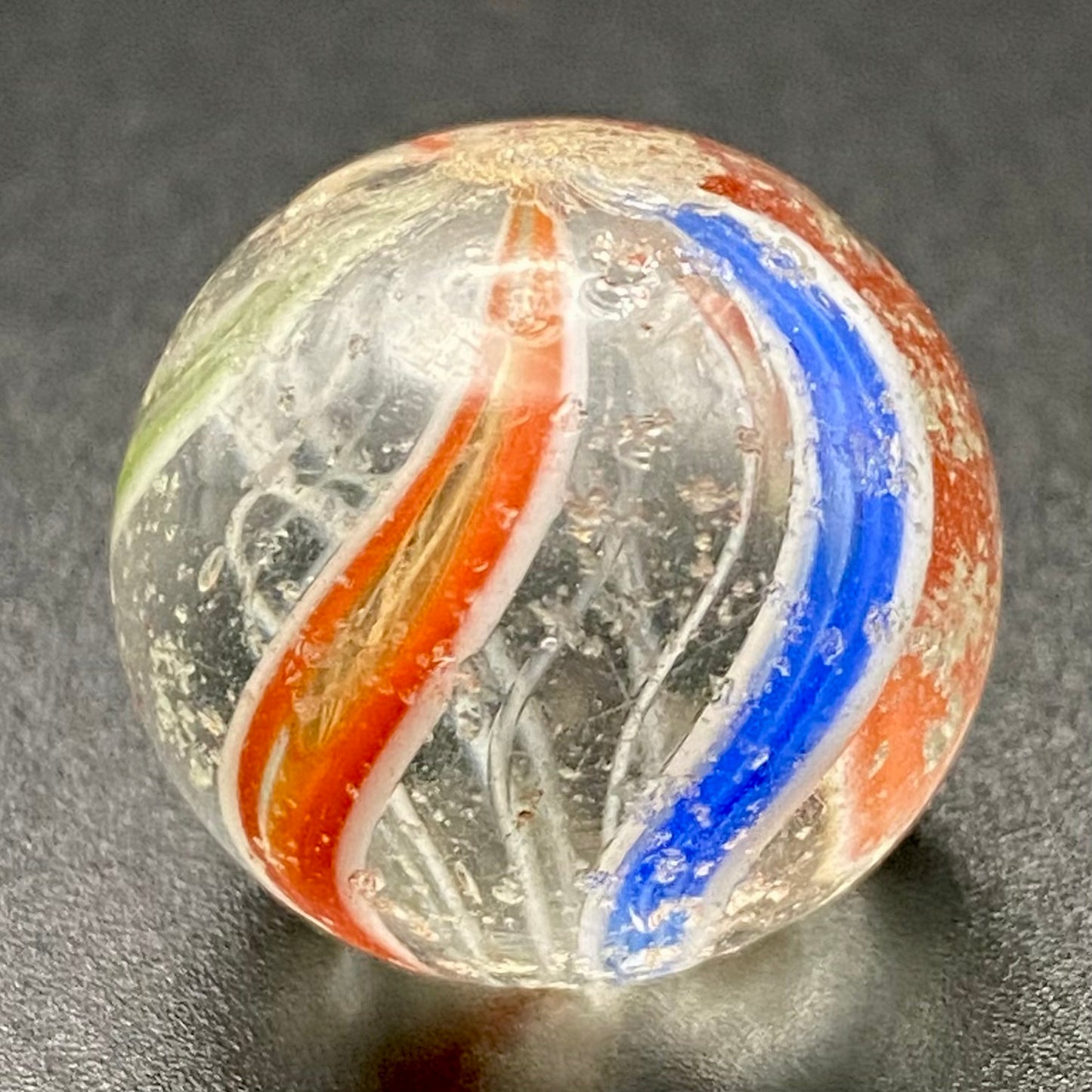 13 Antique Marbles German Hand Made Coloured Glass Swirl Onion Skin Latticinio