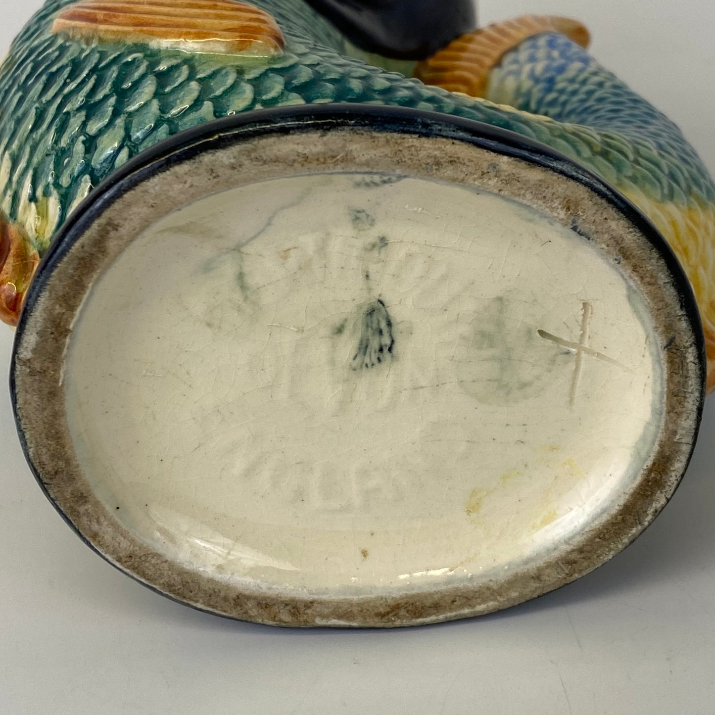 1950s Dartmouth Devon Pottery Vintage Fish Gluggle Jug Rare Multicoloured Pottery