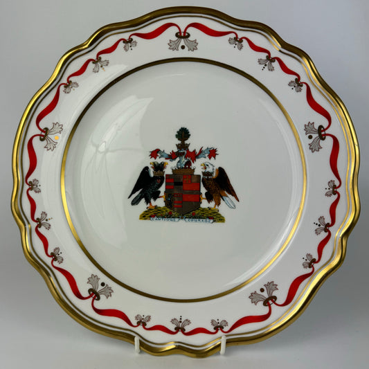 Baron Kirkby De Claremont Armorial Porcelain Gilt Plate Cautious Courage
