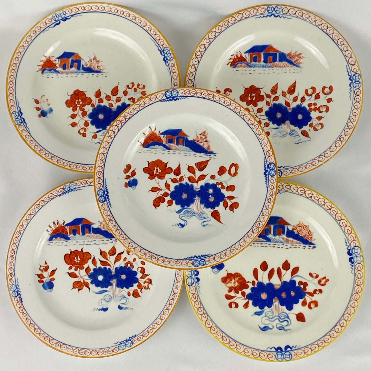 19thc Antique c1803 Spode 5 Plates~ Dolls House Pattern 488~