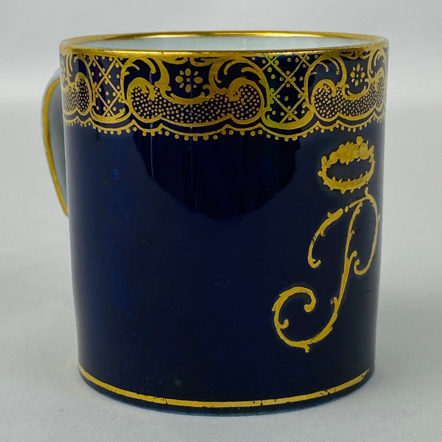 Sevres Coffee Cup Antique Porcelain Gold Gilt Imperial / Royal Initial P & Crown 19thc