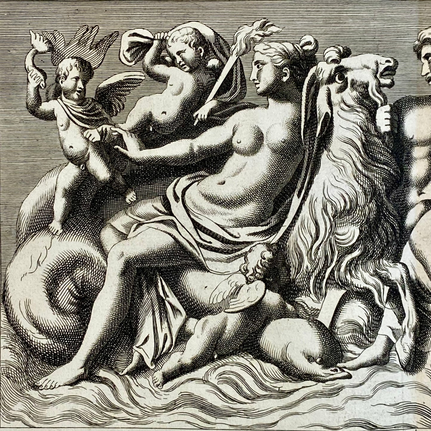 Antique Venus Marina Engraving c1719 - Bernard de Montfaucon Mythological Print