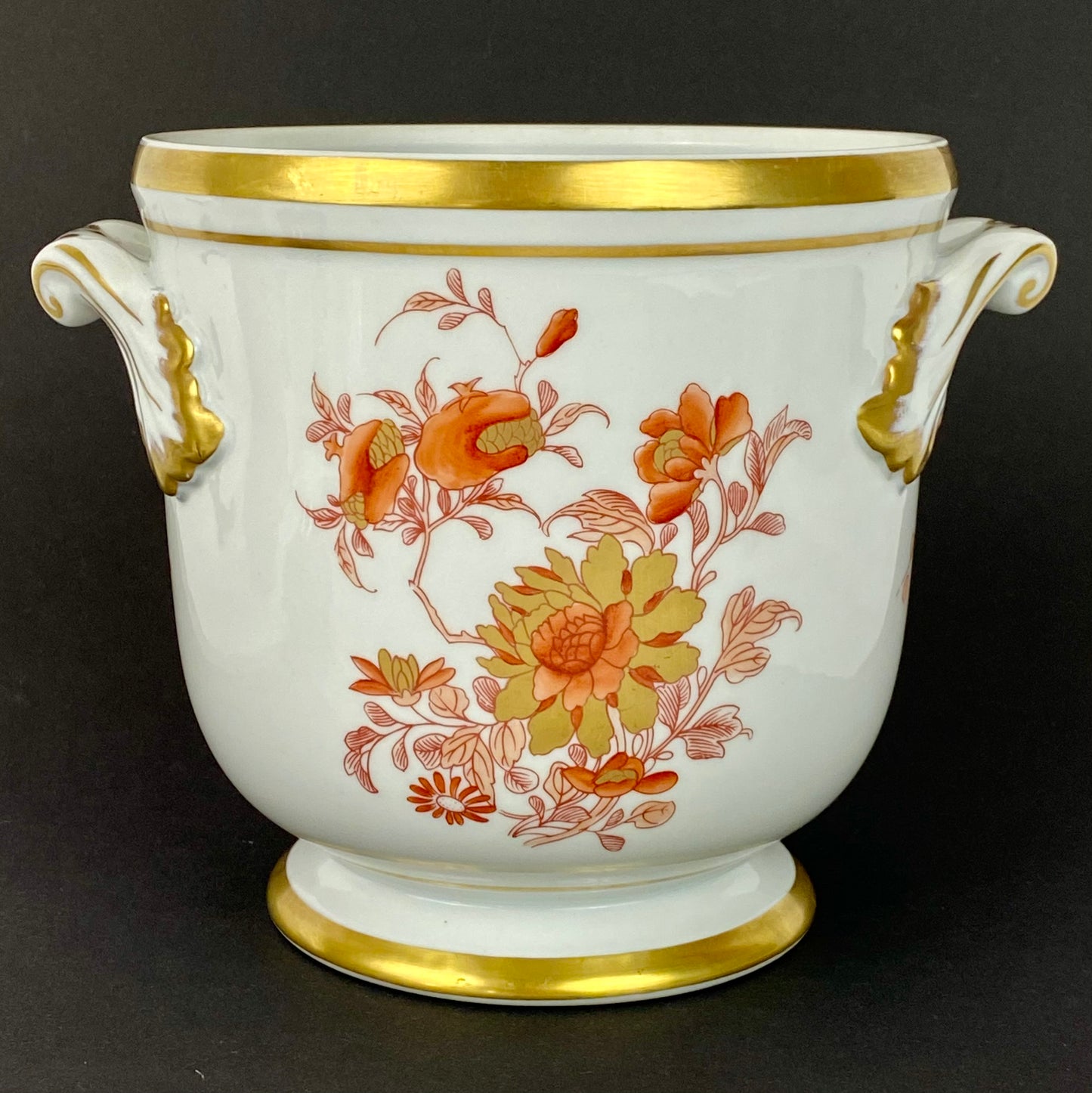 Vista Alegre Pratochin Planter 20thc Vintage Porcelain Cache Gilt Plant Pot