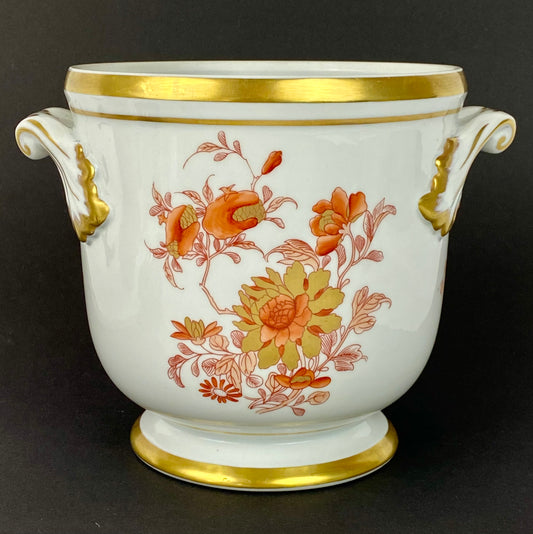 Vista Alegre Pratochin Planter 20thc Vintage Porcelain Cache Gilt Plant Pot