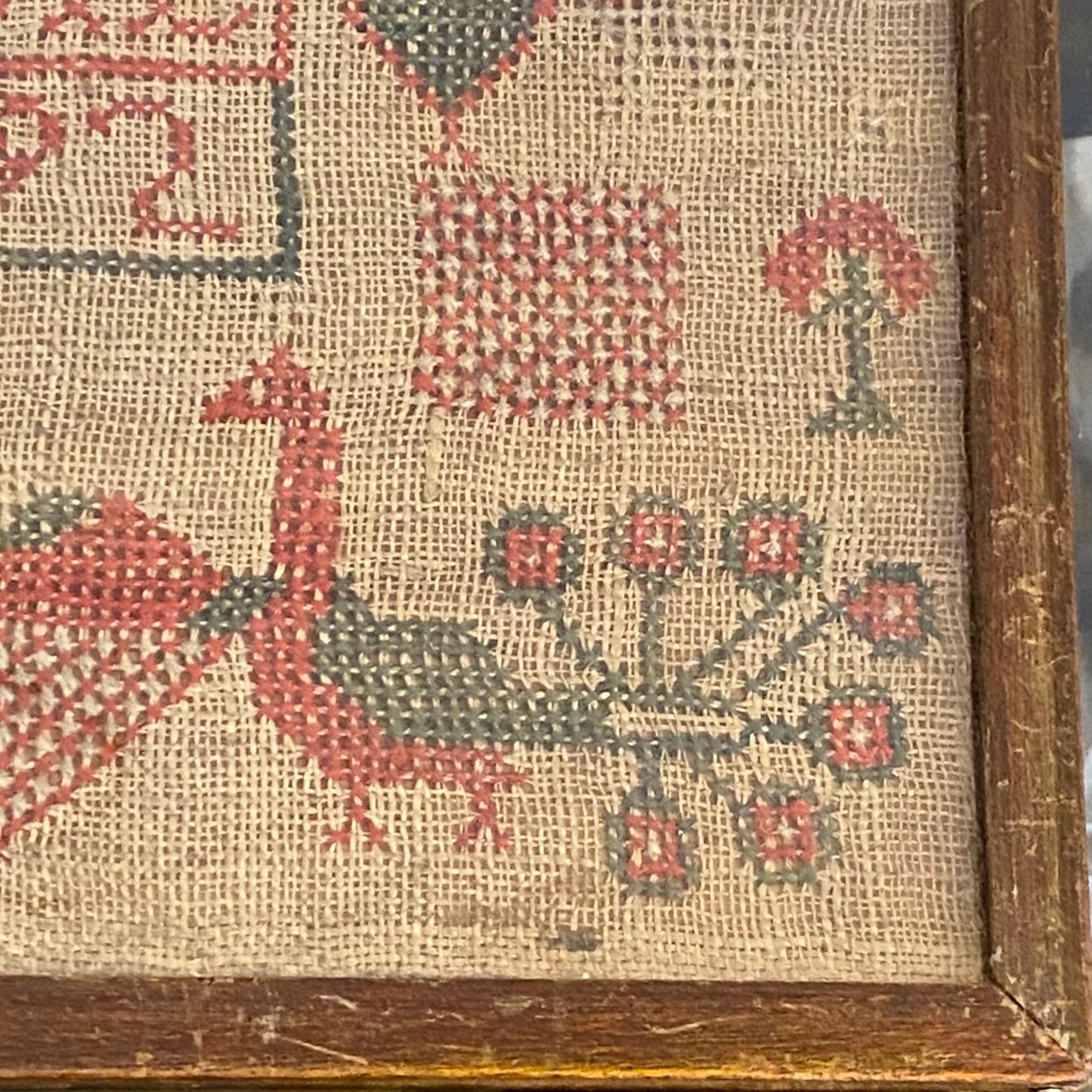Antique Alphabet & Motif Needlework Sampler Dated 1792 Georgian Folk Art